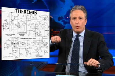 Jon Stewart plays air theremin on The Daily Show