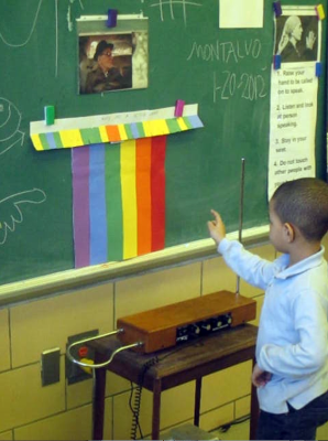 Theremin picture above little boy playing theremin