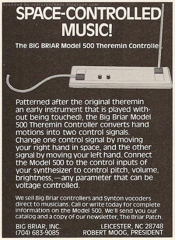 Big Briar Model 500 Theremin Controller (from Retro Synth Ads)