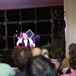 Wide shot of theremin concert